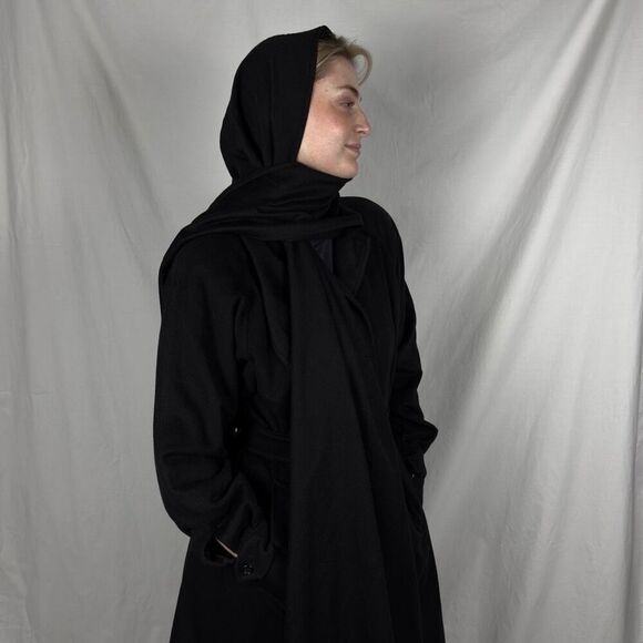 Burberry Wool/Alpaca Black Abaya Hooded Trench Coat - Women’s 6L - Picture 2 of 16